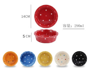 韓式可愛波點花邊陶瓷小碗 • 寵物貓咪狗狗碗：圖片 2