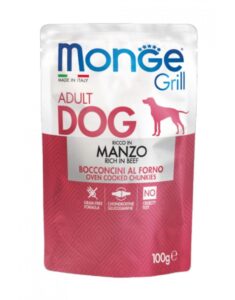 MONGE瑪恩吉 • Grill炙燒肉塊無穀主食犬餐包 • 100g狗狗餐包罐頭：圖片 9