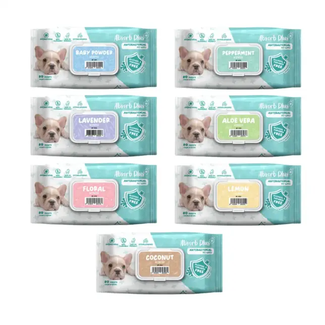Absorb plus • 寵物抗菌濕紙巾80抽