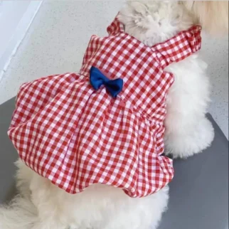 格子紅南瓜裙• 狗狗貓咪寵物衣服