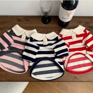 美式復古條紋POLO衫•狗狗貓咪寵物衣服