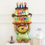 小熊舉蛋糕氣球• Happy Birthday 慶生 過生日