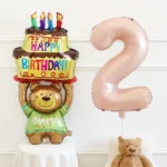 小熊舉蛋糕氣球• Happy Birthday 慶生 過生日：圖片 2