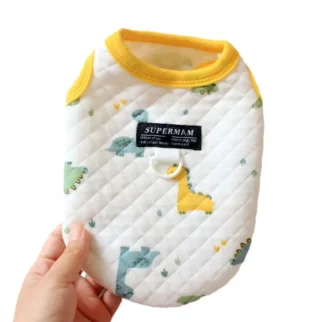 恐龍保暖背心•狗狗貓咪寵物衣服牽繩扣