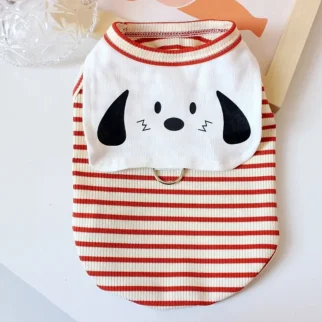 小狗狗翻領背心•狗狗貓咪寵物衣服牽繩扣