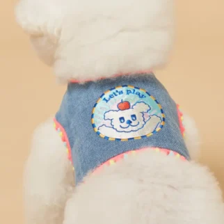 刺繡牛仔背心 • 胸背帶牽繩