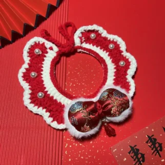 珍珠紅蝴蝶結領巾•春節過年限定領巾項鍊項圈