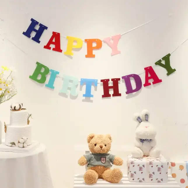 不織布生日拉旗•Happy Birthday慶生掛旗