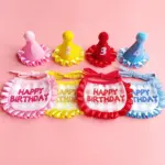 糖果格子生日領巾組 • 生日圍兜三角巾帽子：圖片 2