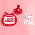 糖果格子生日領巾組 • 生日圍兜三角巾帽子：圖片 5