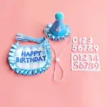糖果格子生日領巾組 • 生日圍兜三角巾帽子：圖片 6