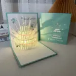 3D立體蛋糕卡片-藍色•音樂燈光生日卡 慶生 過生日