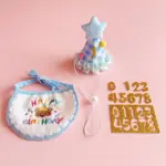 小熊緞帶生日領巾組 • 生日圍兜三角巾帽子：圖片 3